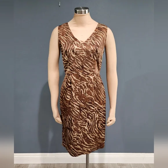 Banana Republic | Dresses | Banana Republic Tan Brown Zebra Print Linen  Blend Sleeveless Sheath Dress 6 | Poshmark